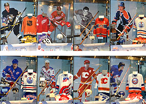 The NHL Legends section of the zone features numerous artifact displays of highlighted Hockey Hall of Fame Honoured Members