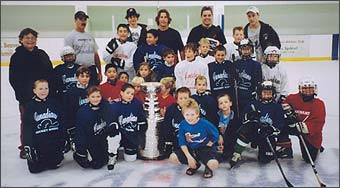 Darryl Sydor and Stanley Cup visit the hockey school at the Canadian Athletic Hockey Arena.