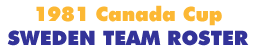 Canada Cup 1981 Sweden Team Roster
