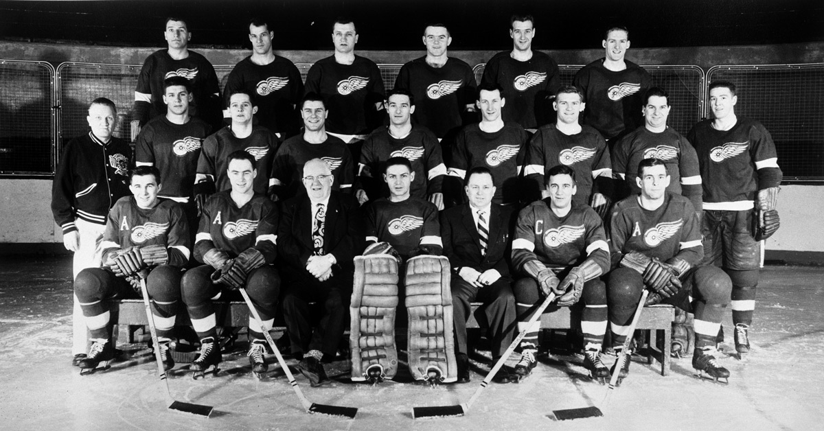 The Hockey Samurai 侍 on X: 1959 Detroit Red Wings. What a core. Everyone's  a Hall of Famer. Marcel Pronovost, Terry Sawchuk, Red Kelly, Sid Abel, Alex  Delvecchio and Gordie Howe. #LGRW #
